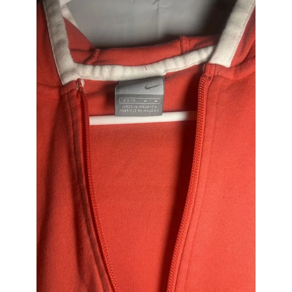 Nike Vintage Silver Tag Full Zip Hoodie Coral Peach White Trim Track Jacket Y2K